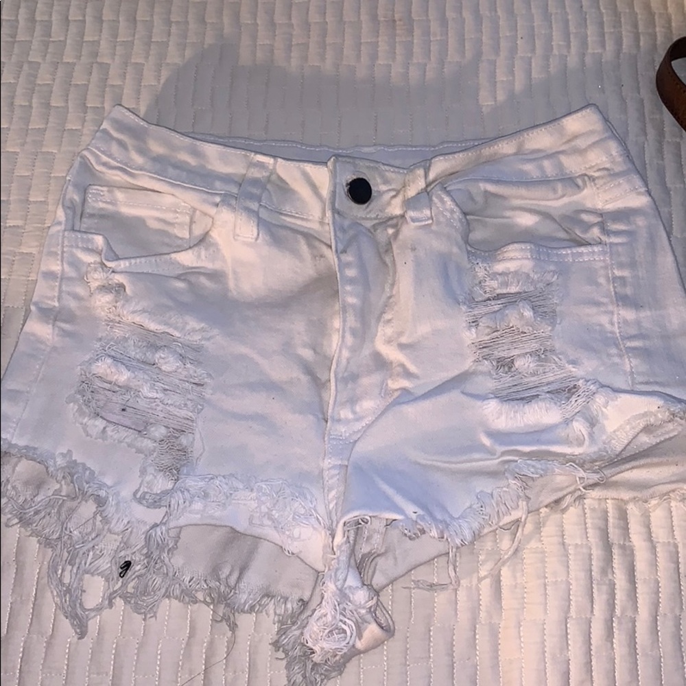 Brandy Melville White Ripped Shorts